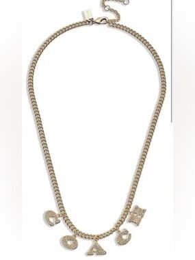 Coach Gold-Tone Pave Letter Charm Necklace